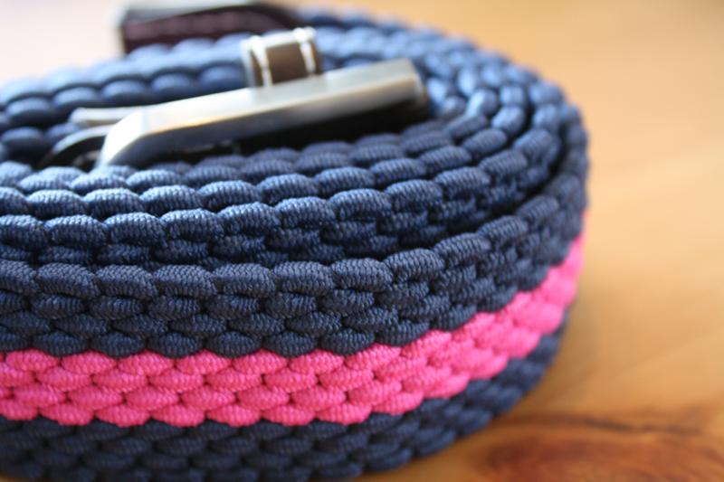 Blue with pink stripe elasticated belt by Swole Panda