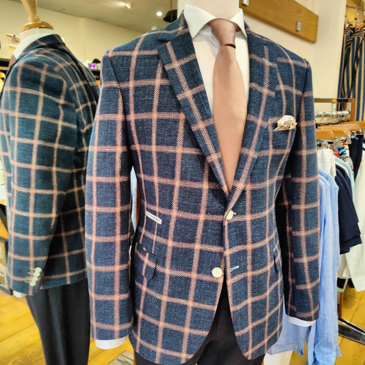 Blue with pink check by Mazzelli
