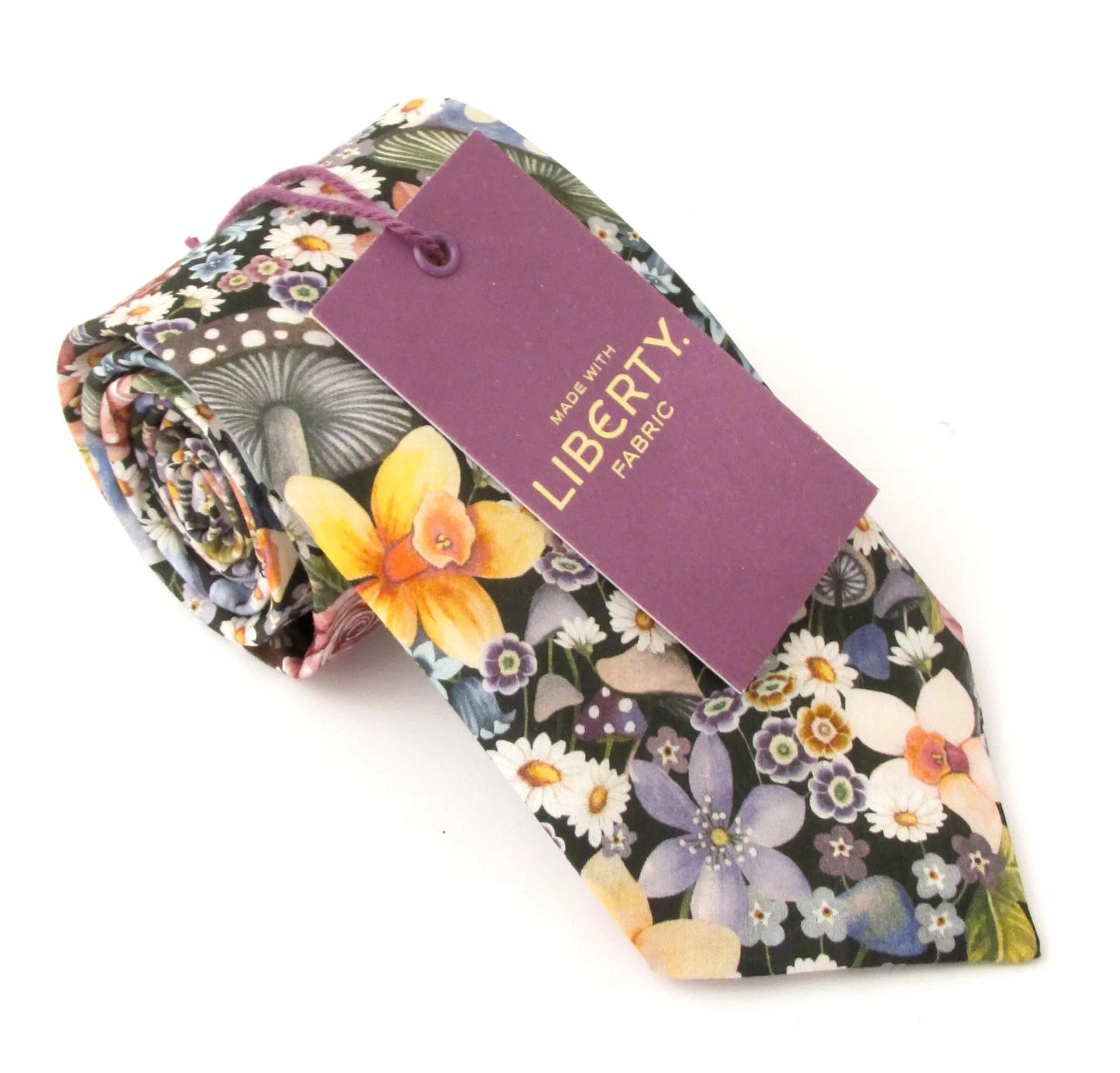 Curious Land in Navy Liberty fabric tie by Van Buck