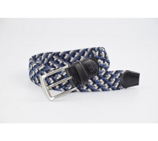 Black-Navy-Grey Woven Belt by Ibex