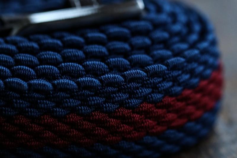 Blue and burgundy elasticated belt by Swole Panda