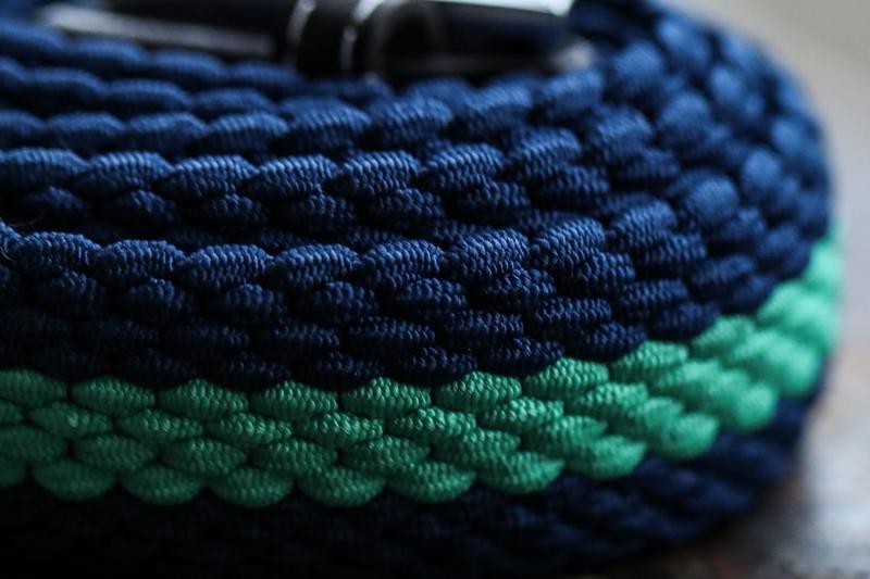 Blue with green stripe elasticated belt by Swole Panda