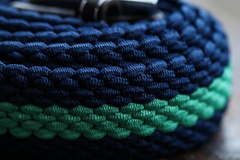 Blue with green stripe elasticated belt by Swole Panda