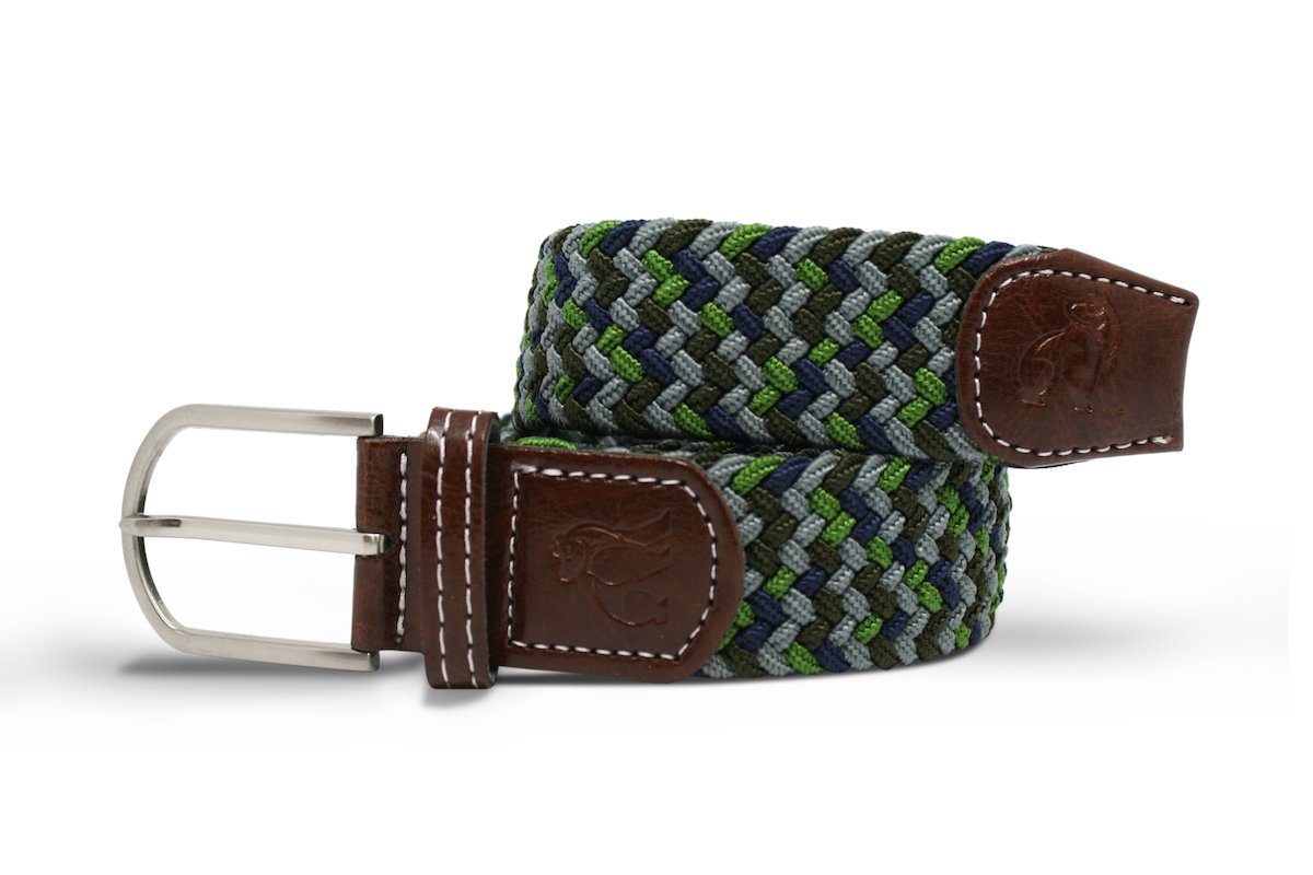 Greens, grey and navy elasticated belt by Swole Panda