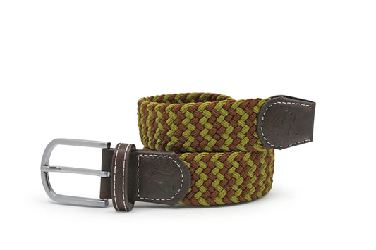 Khaki and brown zigzag belt by Swole Panda