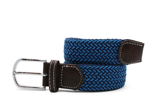 Blue and navy fine zigzag elasticated belt by Swole Panda
