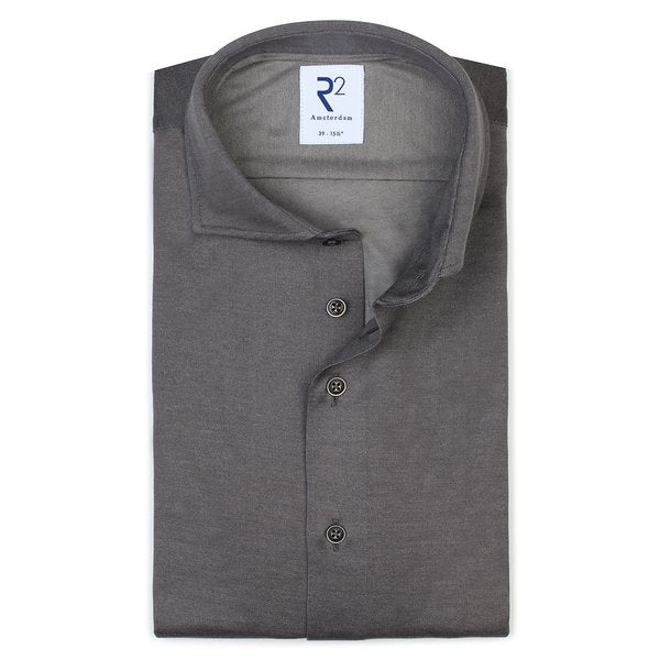 Jersey cotton knitted shirt in grey by R2