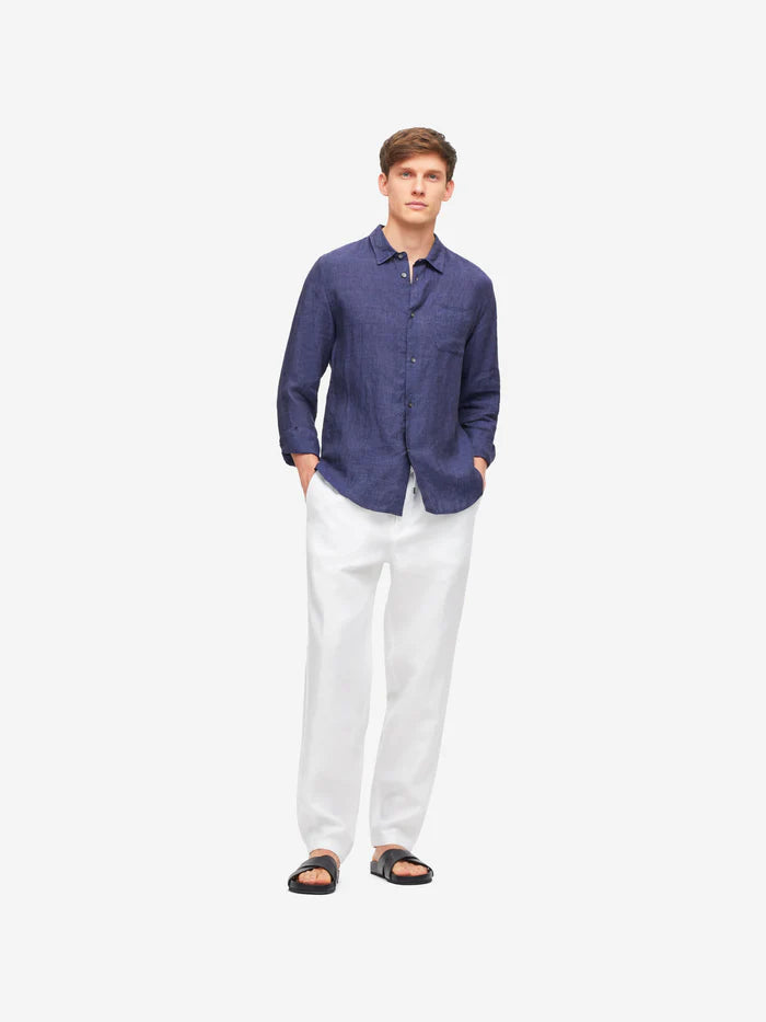 Sydney linen trousers in white by Derek Rose