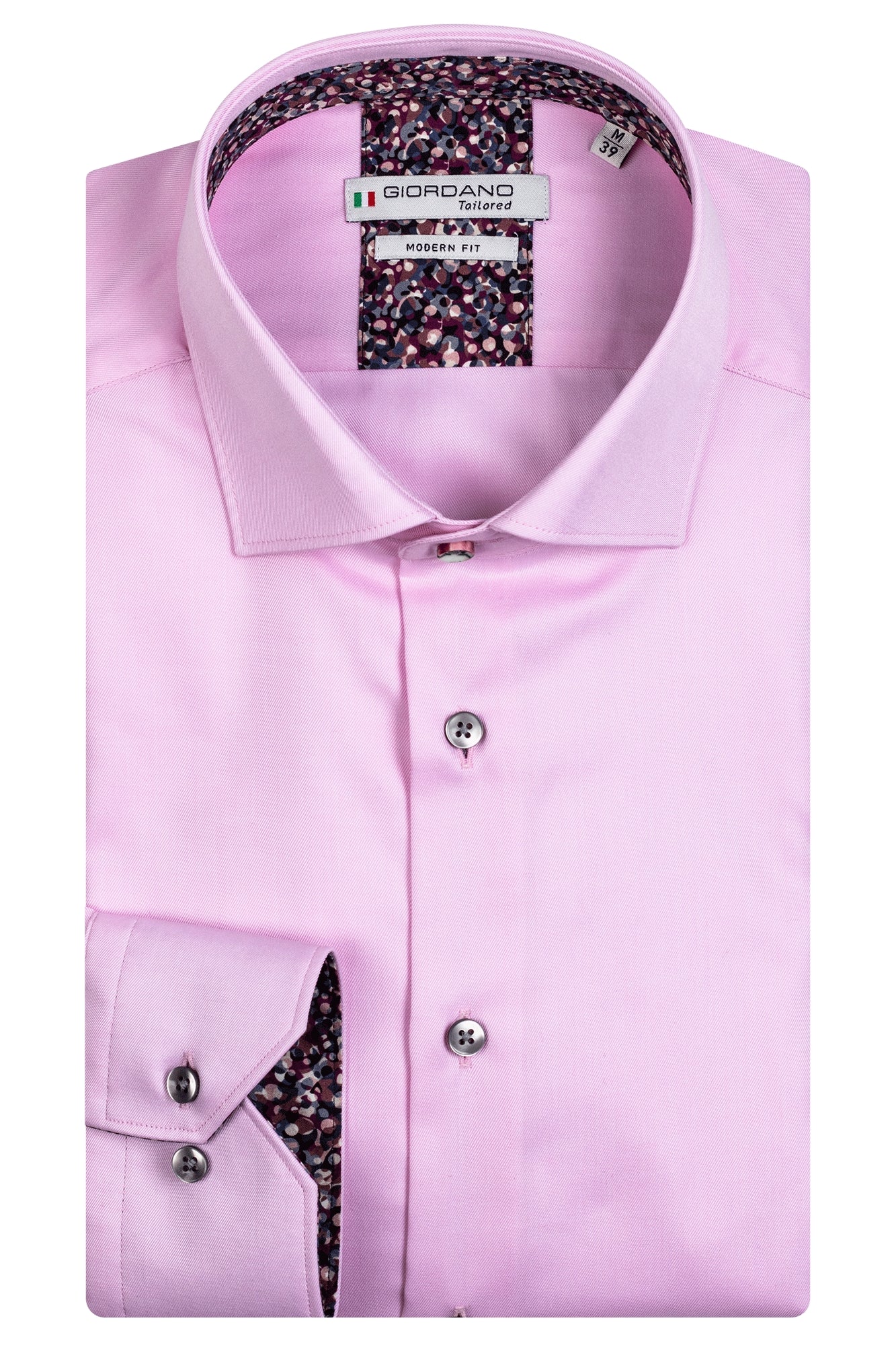 Burgundy detailed pink shirt by Giordano