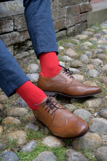 Red bamboo socks by Swole Panda