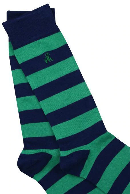 Green and blue bamboo socks by Swole Panda