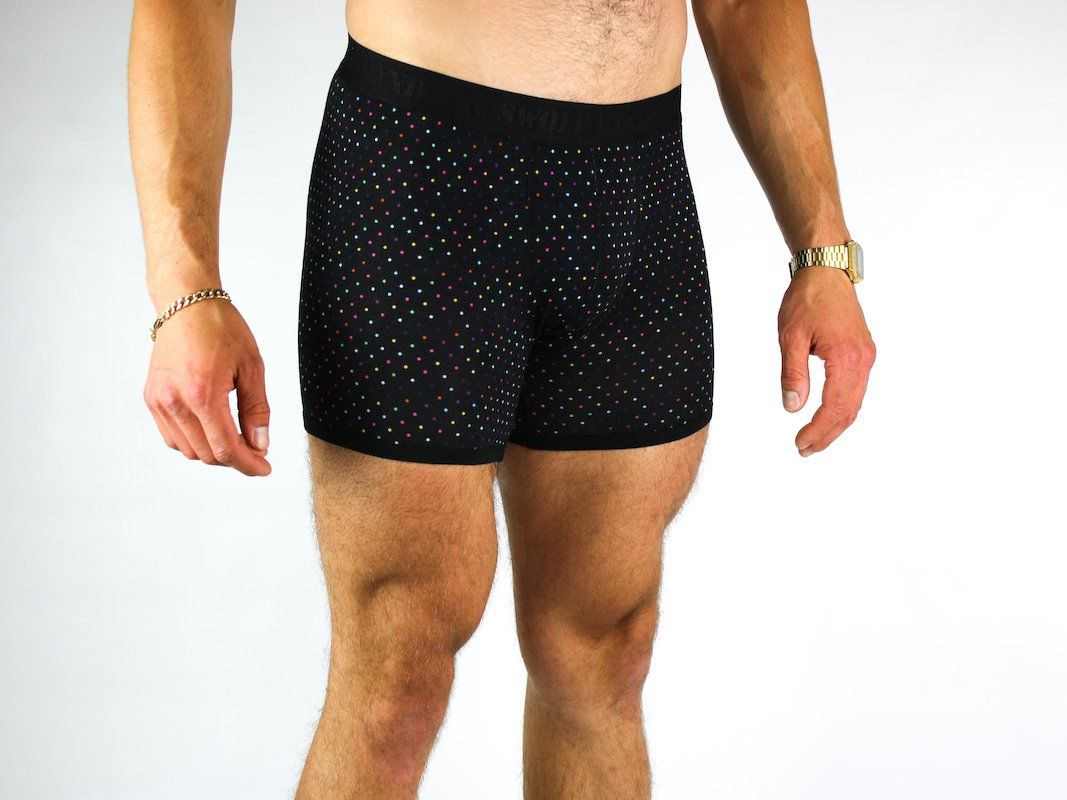 Dots with black fitted bamboo boxers by Swole Panda