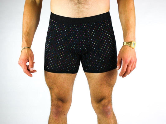 Dots with black fitted bamboo boxers by Swole Panda