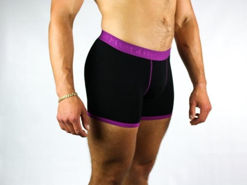 Black and purple boxers by Swole Panda