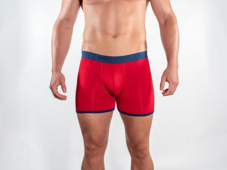 Red Fitted Bamboo Boxers by Swole Panda